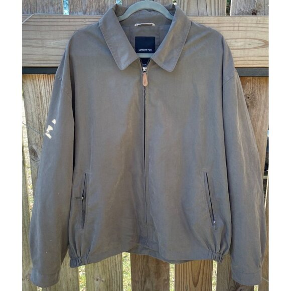 London Fog Mens XXL Brown Zip-Up Jacket lightweight Polyester/Nylon Blend Flaws - Picture 1 of 11